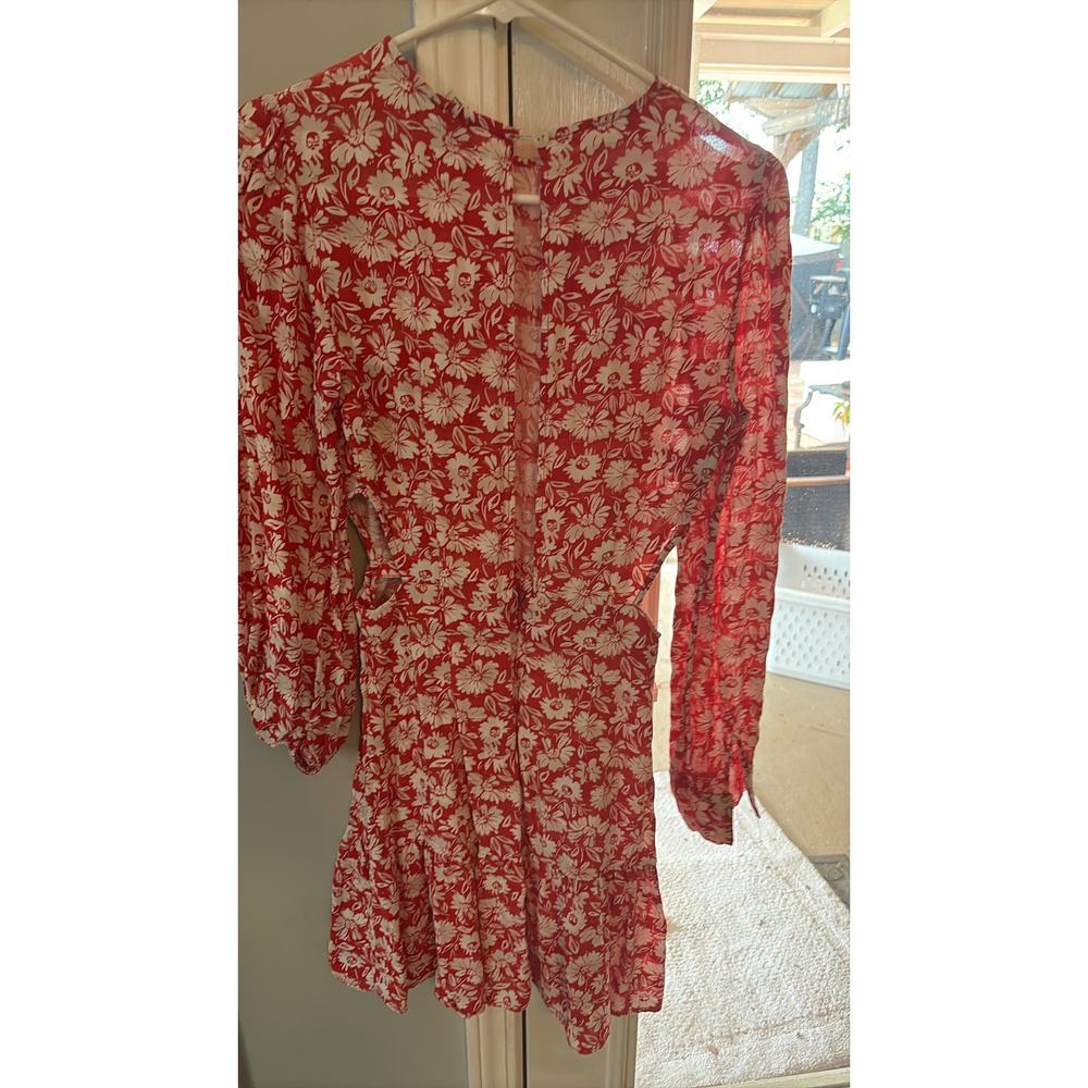 Topshop Red Floral Cutout Mini Dress - Picture 5 of 6